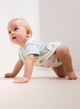 Peto corto estampado parques marfil para bebé