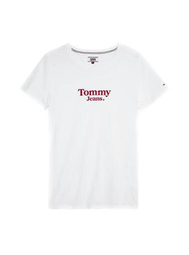 Camiseta Tommy Jeans Flag Detail Blanco Mujer