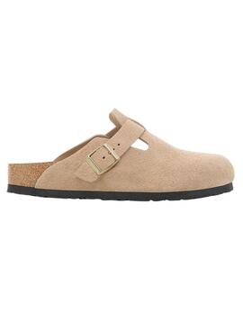 Zuecos Birkenstock Boston beige para mujer