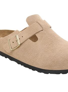 Zuecos Birkenstock Boston beige para mujer
