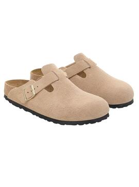 Zuecos Birkenstock Boston beige para mujer