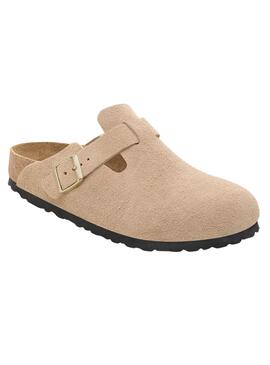 Zuecos Birkenstock Boston beige para mujer