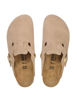 Zuecos Birkenstock Boston beige para mujer