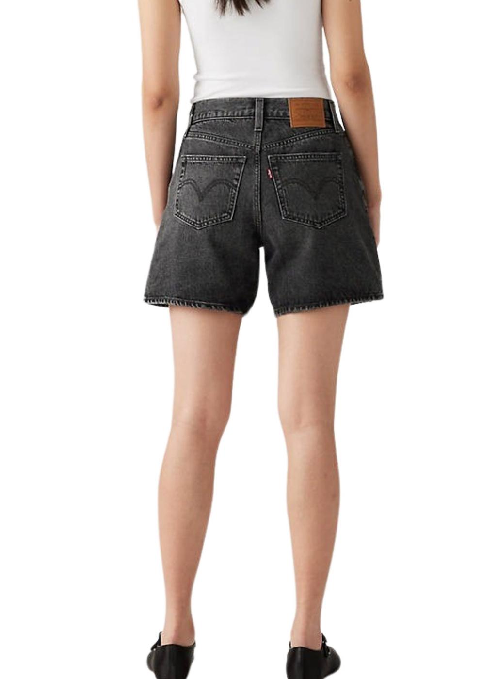 Bermuda Levis High Baggy negro para mujer
