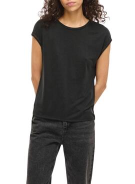 Camiseta Vila Modal negro para mujer

