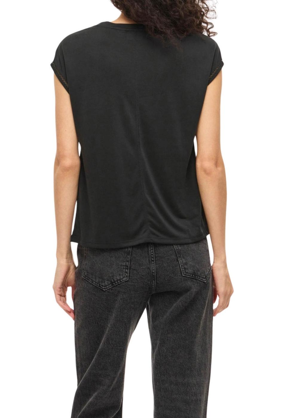 Camiseta Vila Modal negro para mujer
