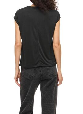 Camiseta Vila Modal negro para mujer
