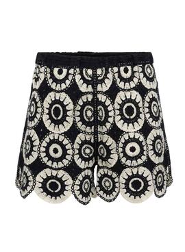 Shorts de crochet Only Yvonne negro y blanco para mujer