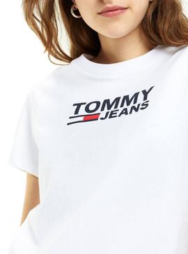 Camiseta Tommy Jeans Corp Logo Blanco Mujer