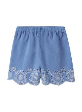 Shorts Name It Ferma Mini bordado inglés azul para niña
