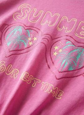 Camiseta Name It Freya rosa para niña