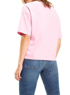 Camiseta Tommy Jeans Badge Rosa Mujer