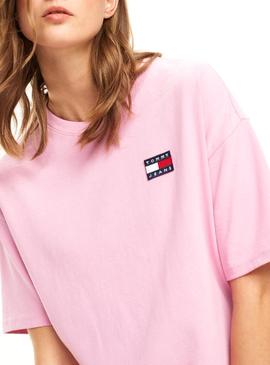 Camiseta Tommy Jeans Badge Rosa Mujer