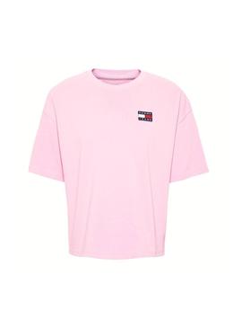 Camiseta Tommy Jeans Badge Rosa Mujer