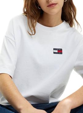 Camiseta Tommy Jeans Badge Blanco Mujer