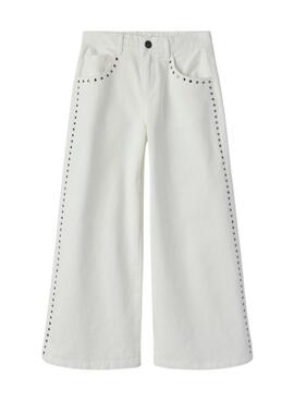Pantalón vaquero Name It Bella Wide blanco con tachuelas para niña