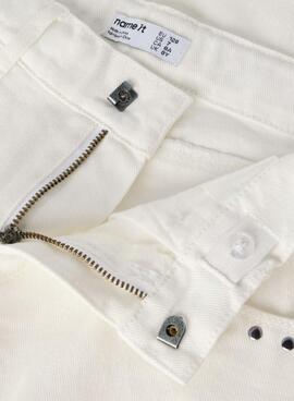 Pantalón vaquero Name It Bella Wide blanco con tachuelas para niña