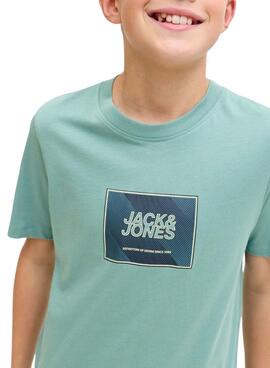 Camiseta Jack and Jones Rain verde para niño