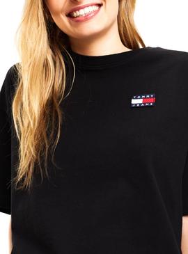 Camiseta Tommy Jeans Badge Negro Mujer