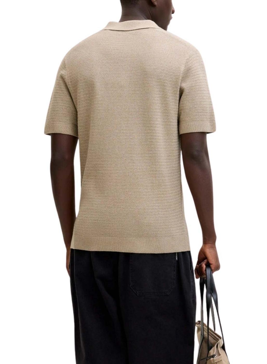 Polo de punto Jack and Jones Bluriley beige para hombre
