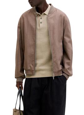 Polo de punto Jack and Jones Bluriley beige para hombre
