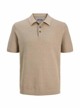 Polo de punto Jack and Jones Bluriley beige para hombre