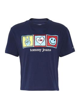 Camiseta Tommy Jeans Positive Azul Marino Mujer