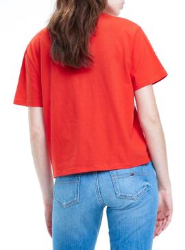 Camiseta Tommy Jeans Embroidery Rojo Mujer