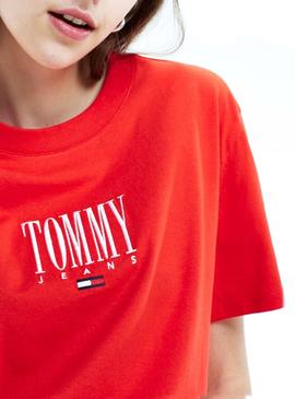 Camiseta Tommy Jeans Embroidery Rojo Mujer