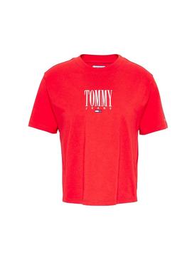Camiseta Tommy Jeans Embroidery Rojo Mujer