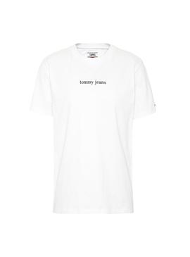 Camiseta Tommy Jeans Back Logos Blanco Mujer