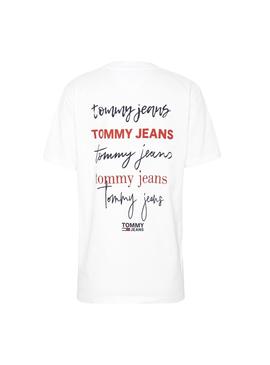 Camiseta Tommy Jeans Back Logos Blanco Mujer