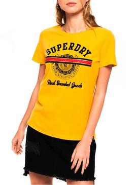 Camiseta Superdry Heritage Crest Amarillo Mujer