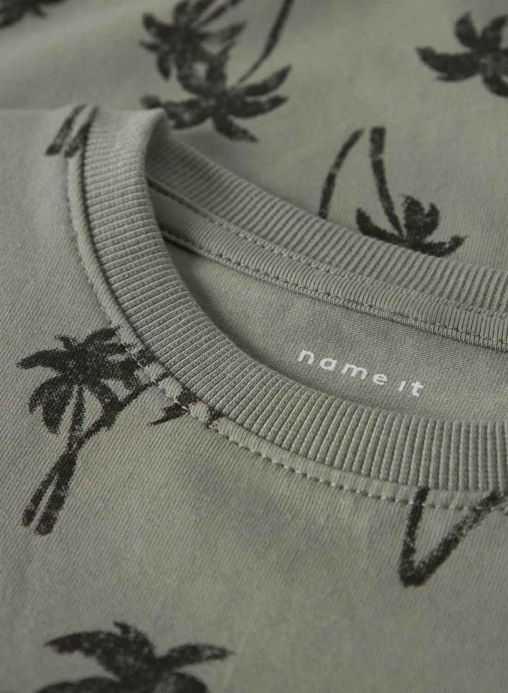 Camiseta Name It Fille estampado palmeras verde para niño