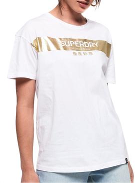 Camiseta Superdry Brand Foil Blanco Mujer