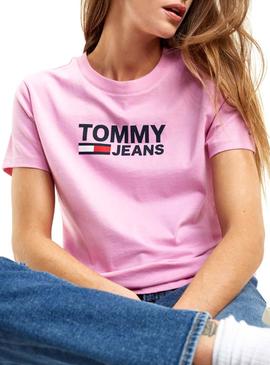 Camiseta Tommy Jeans Corp Logo Rosa Mujer