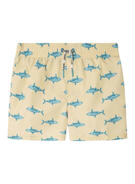 Bañador Pepe Jeans Shark estampado amarillo para niño