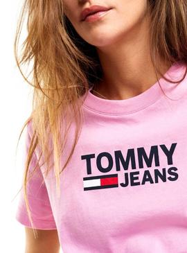 Camiseta Tommy Jeans Corp Logo Rosa Mujer