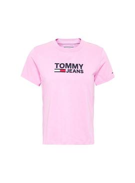 Camiseta Tommy Jeans Corp Logo Rosa Mujer