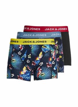 Pack Boxers Jack and Jones Flower Bird para hombre