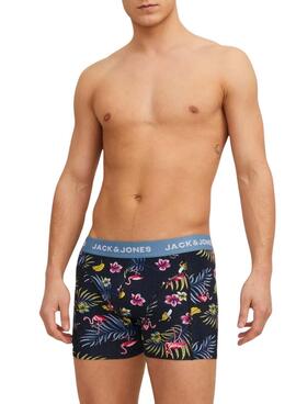 Pack Boxers Jack and Jones Flower Bird para hombre