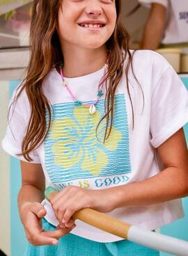 Camiseta Mayoral Life is Good amarillo para niña