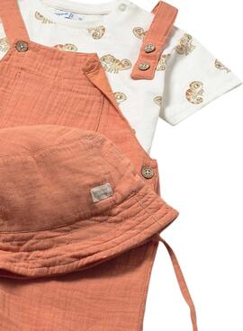 Conjunto con peto Mayoral Camaleón naranja para niño