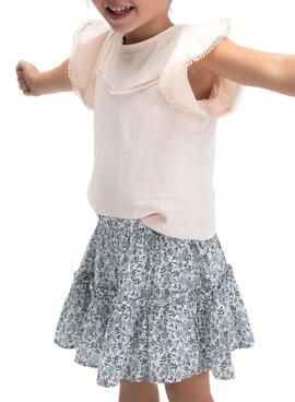 Camiseta Mayoral puntillas rosa para niña