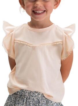 Camiseta Mayoral puntillas rosa para niña