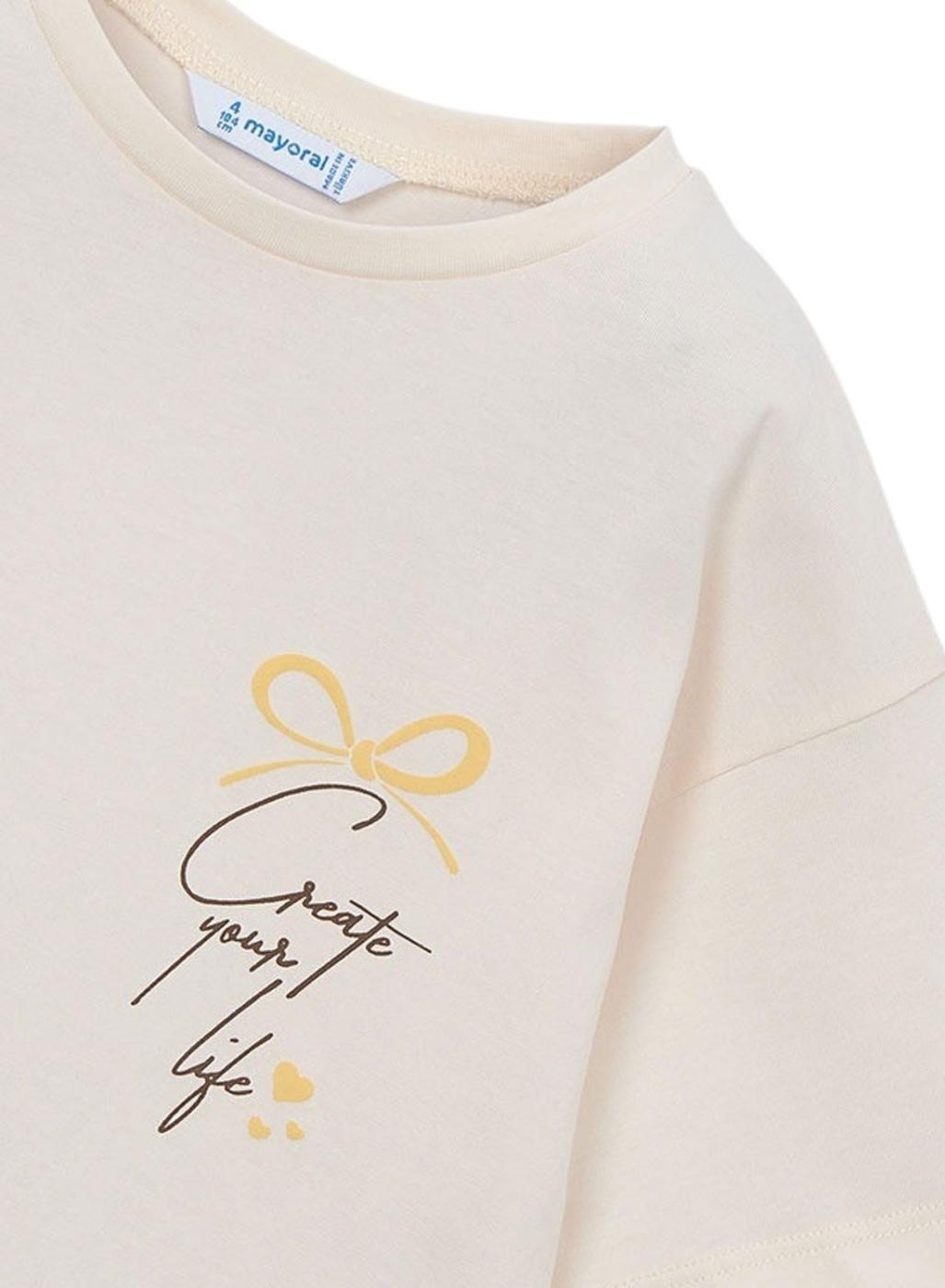 Camiseta Mayoral con bandana beige para niña