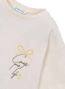 Camiseta Mayoral con bandana beige para niña