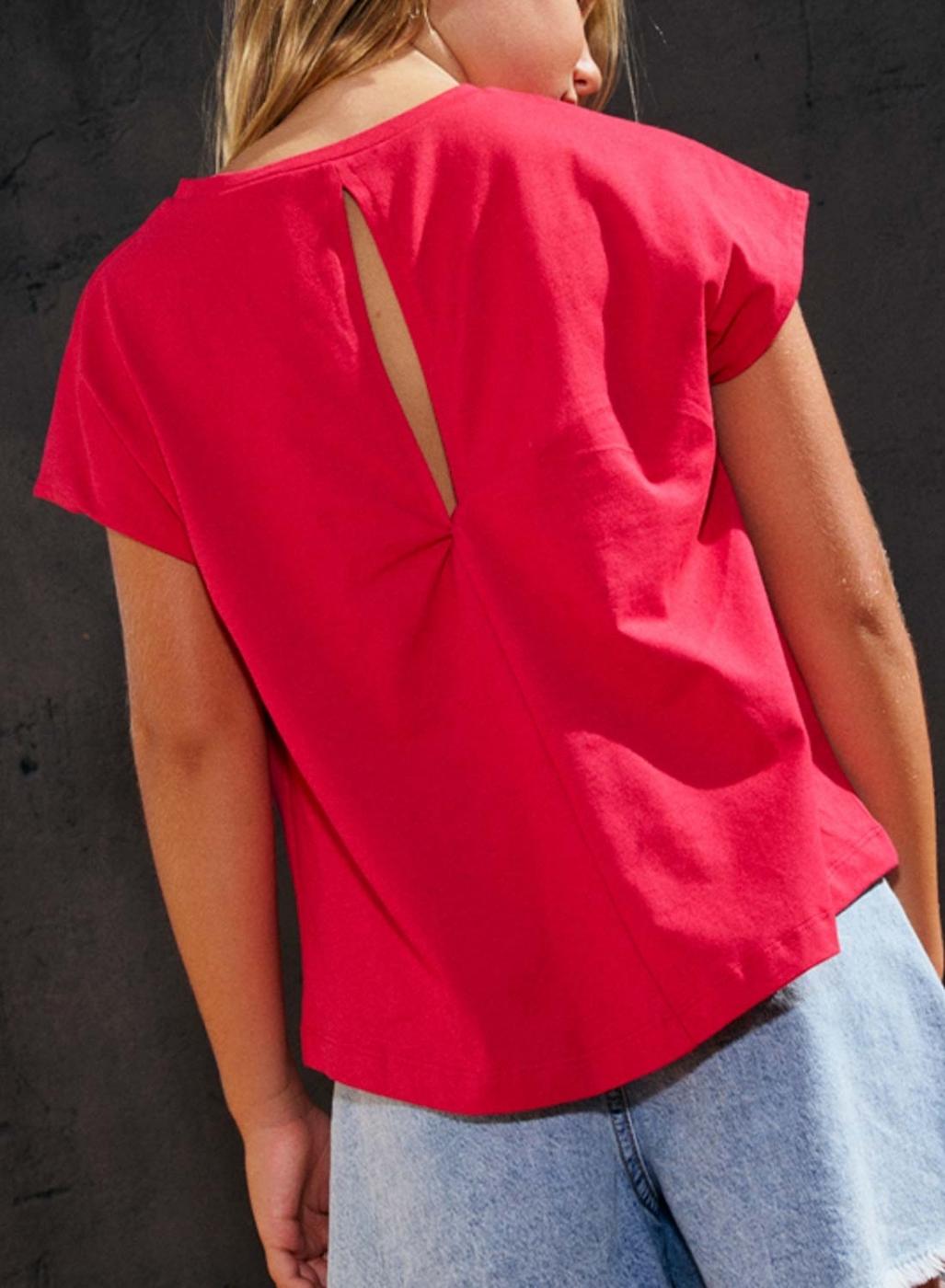 Camiseta Mayoral Shine rosa fucsia para niña