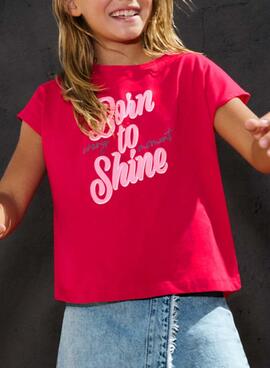 Camiseta Mayoral Shine rosa fucsia para niña