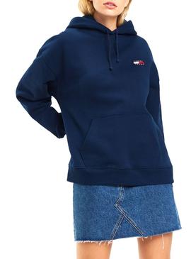 Sudadera Tommy Jeans Badge Hoodie Marino Mujer